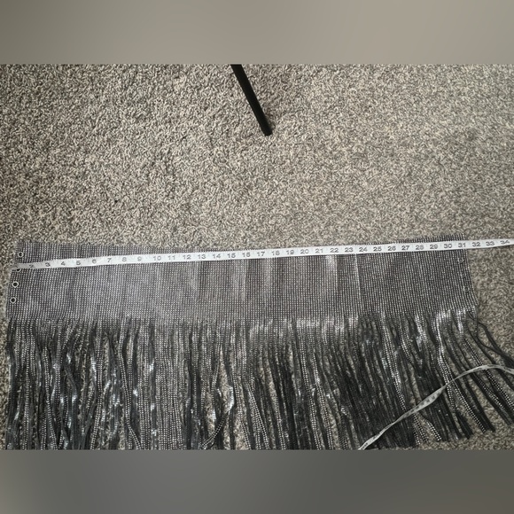 Metallic silver Festival Ready Rhinestone Fringe Skirt - Picture 10 of 10